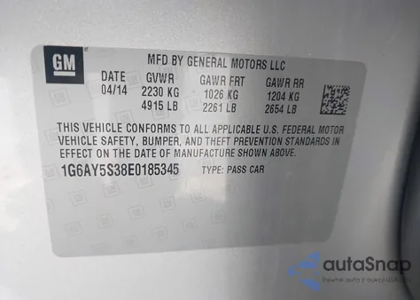 2014 Cadillac Cts Performance z USA, uszkodzony, nr VIN 1G6AY5S38E0185345